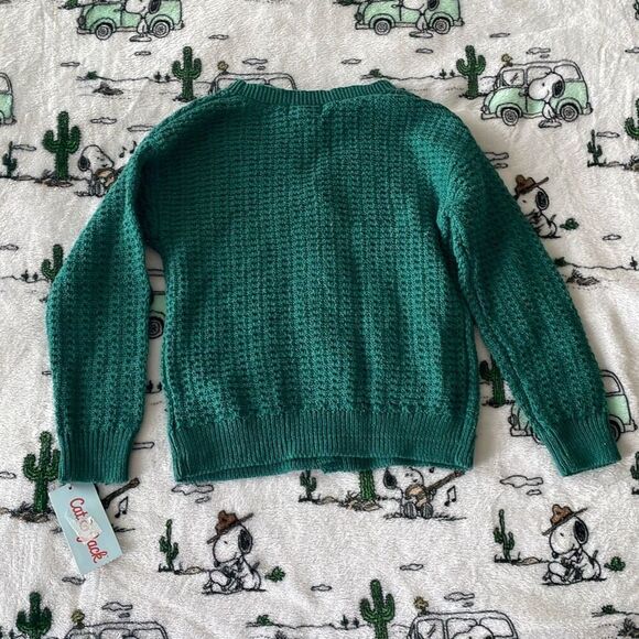 Cat & jack long sleeve green knit cardigan button down v neck sweater size 4T - Picture 7 of 9